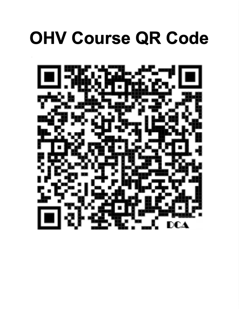 QR code labeled OHV Course QR Code at the top